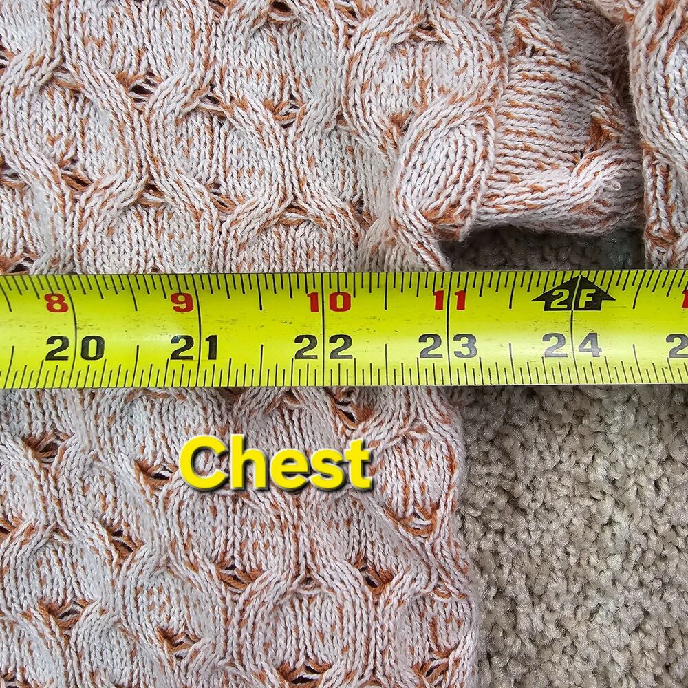 Knox Rose Chunky Knit Mock Turtleneck Sweater XL Cream Peach Boho Cozy - Picture 8 of 10